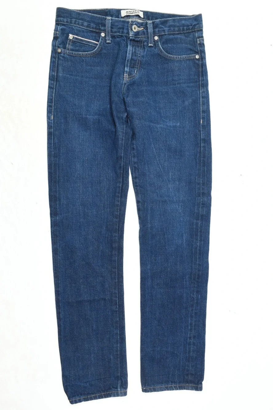 Naked & Famous Super Skinny Guy Vegan Selvedge Jeans Mens 32 Blue Denim